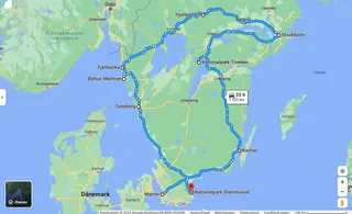 Karte mit Stopps in Schweden