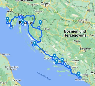 Übersicht über die Kroatien Rundreise mit vielen Geheimtipps 