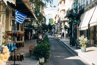 A shopping street in Athens, Greece.